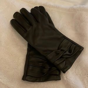 Dark brown leather gloves